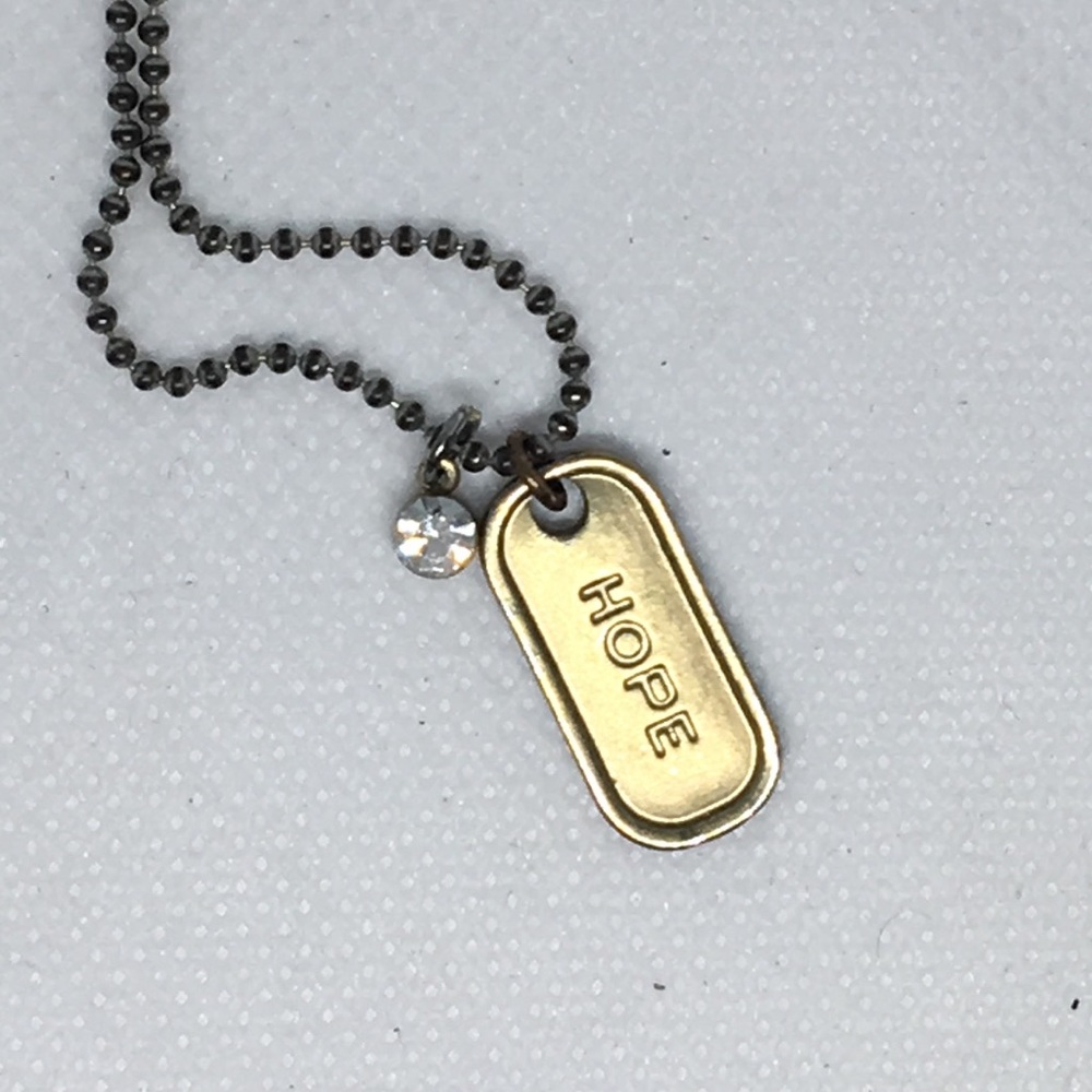 Dog Tag Necklace with Diamond Charm.